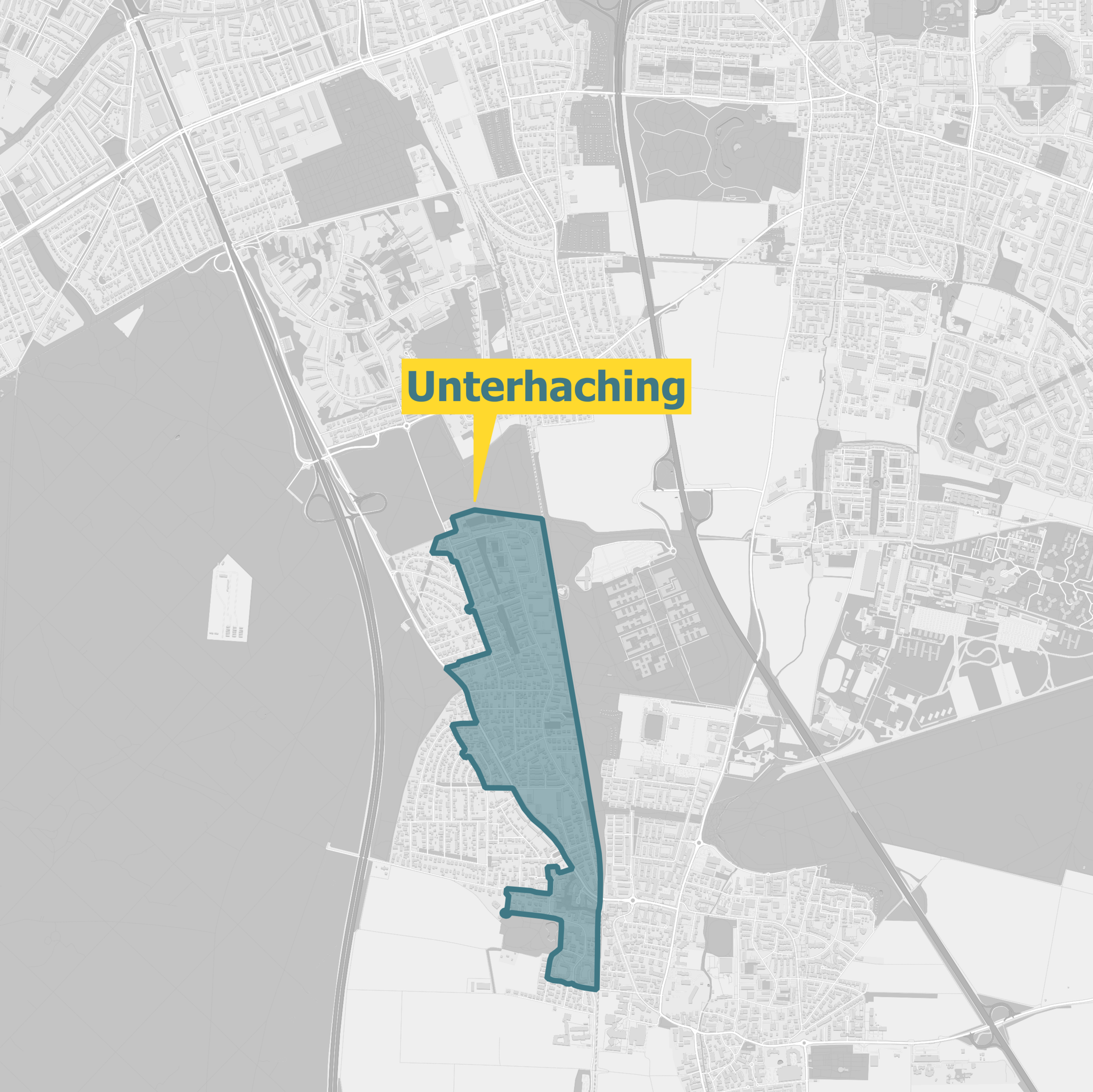 Karte Ausbaugebiet Glasfaser OXG in Unterhaching