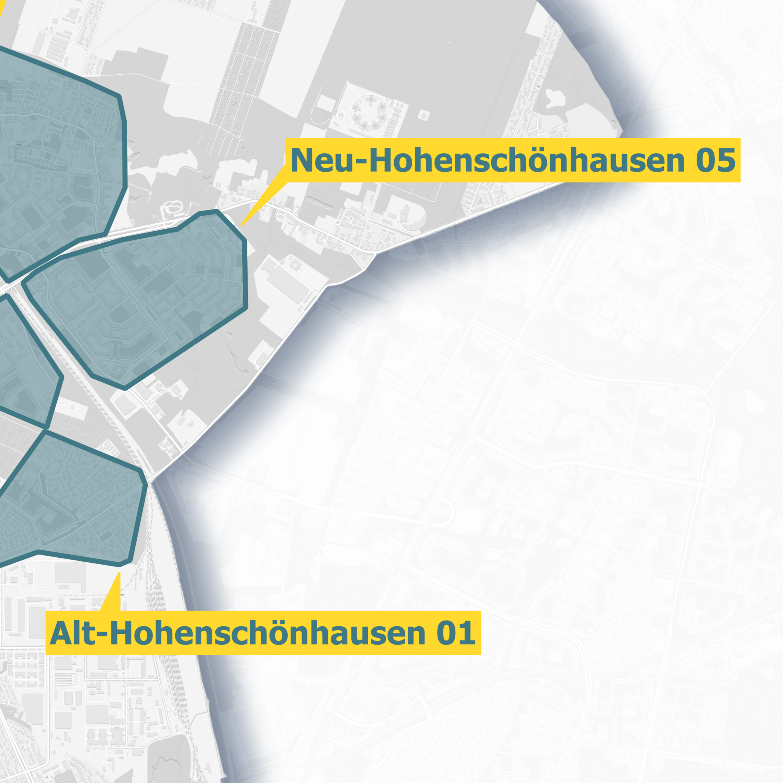Karte des Glasfaserausbaugebiets in Berlin Lichtenberg mit dem Fokus auf Neu-Hohenschönhausen