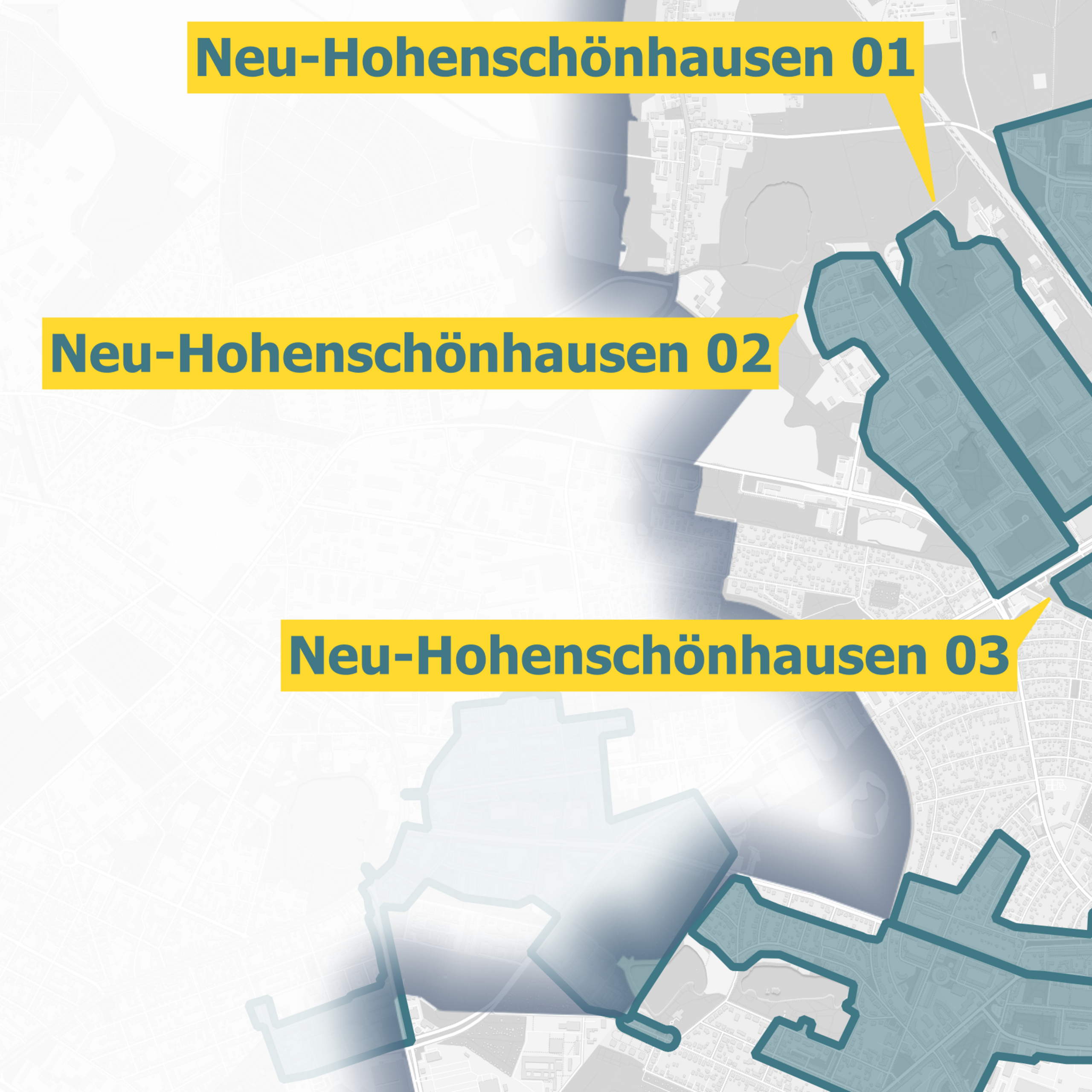 Karte des Glasfaserausbaugebiets in Berlin Lichtenberg mit dem Fokus auf Neu-Hohenschönhausen