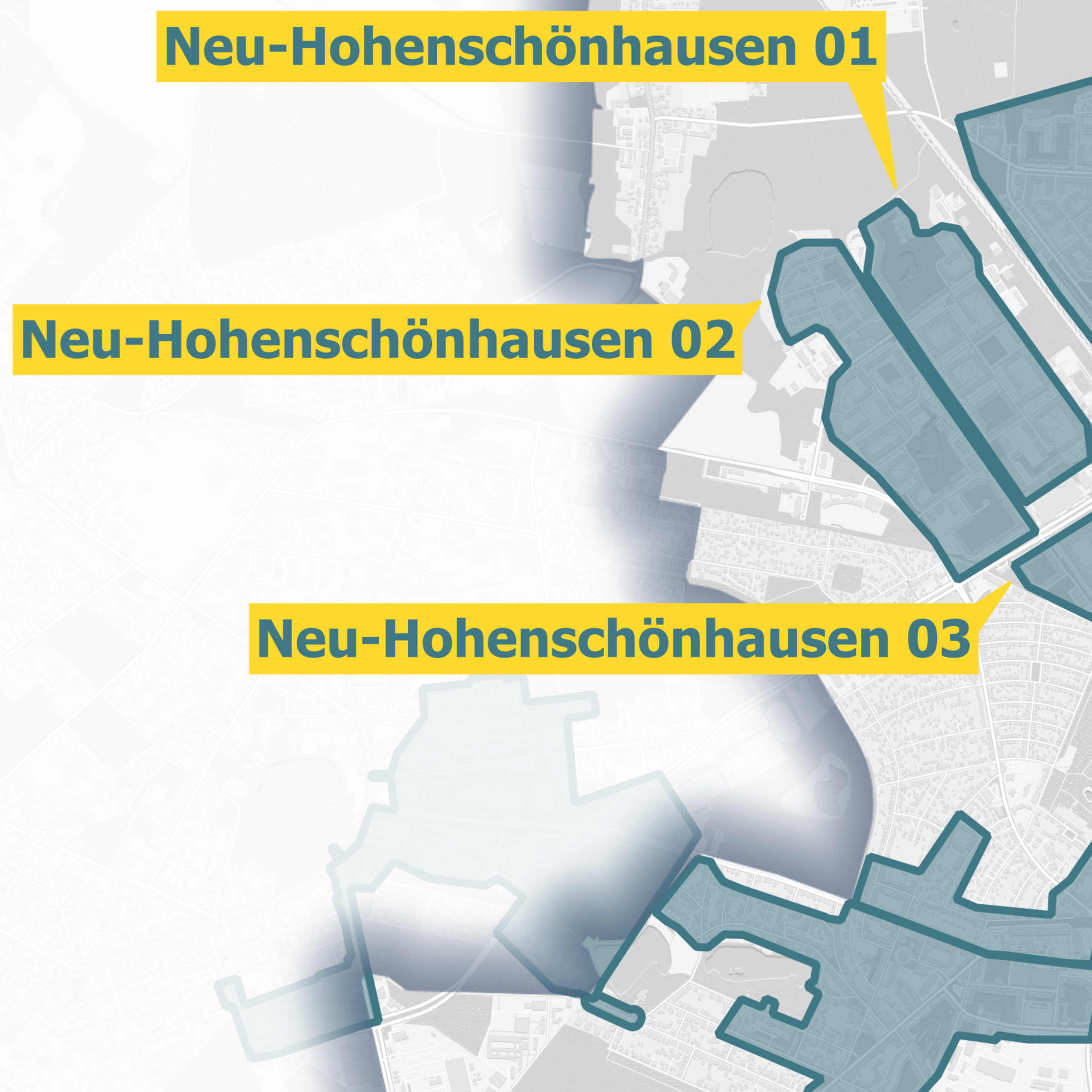 Karte des Glasfaserausbaugebiets in Berlin Lichtenberg mit dem Fokus auf Neu-Hohenschönhausen