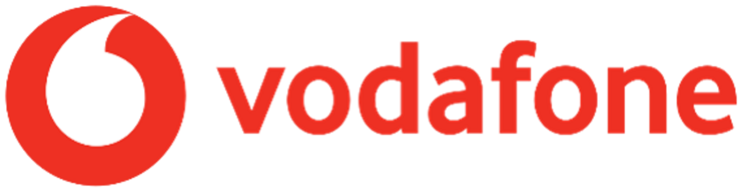 Logo von Vodafone mit rotem Kreis und weißem Slogan "vodafone" in moderner Schrift