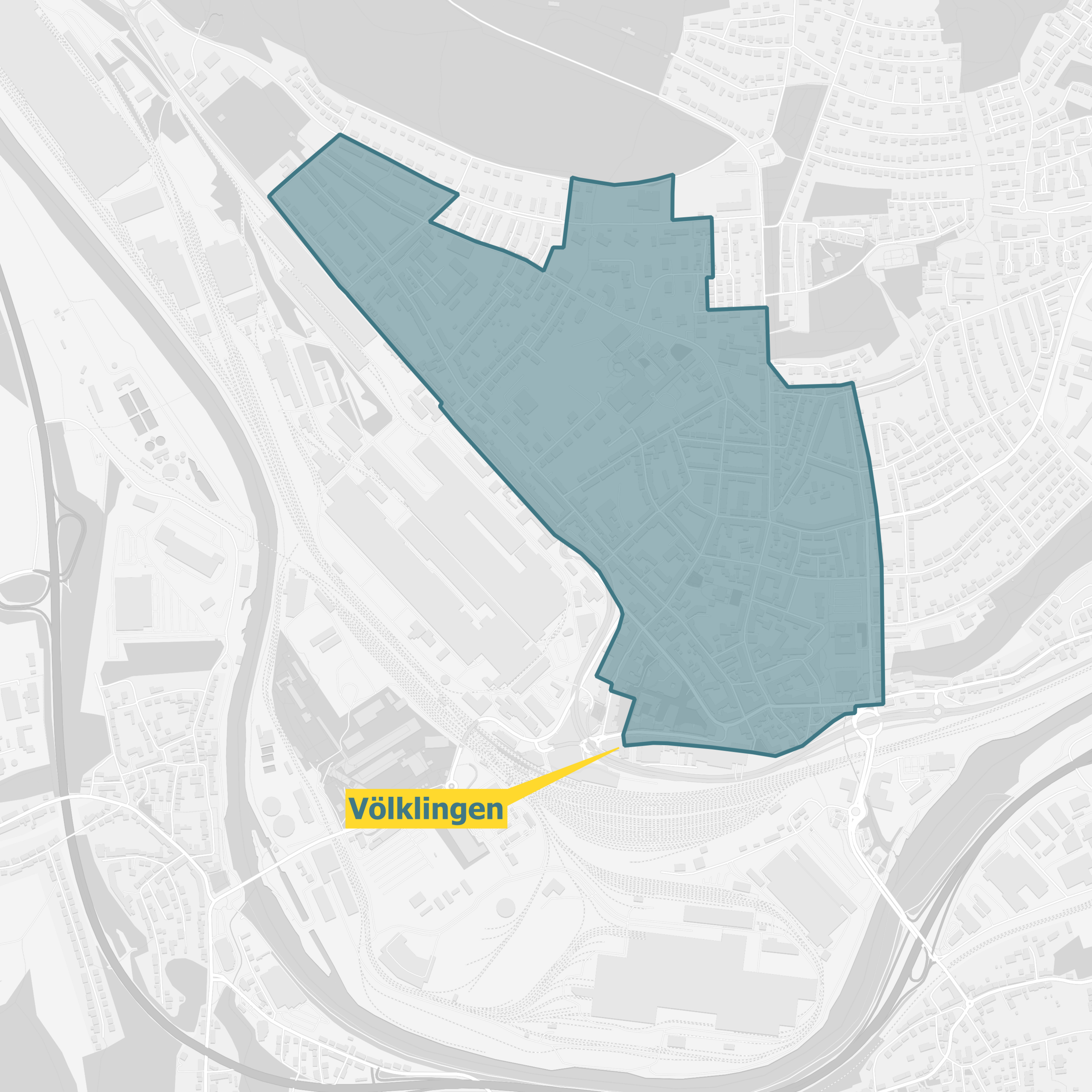 Karte Ausbaugebiet OXG in Völklingen