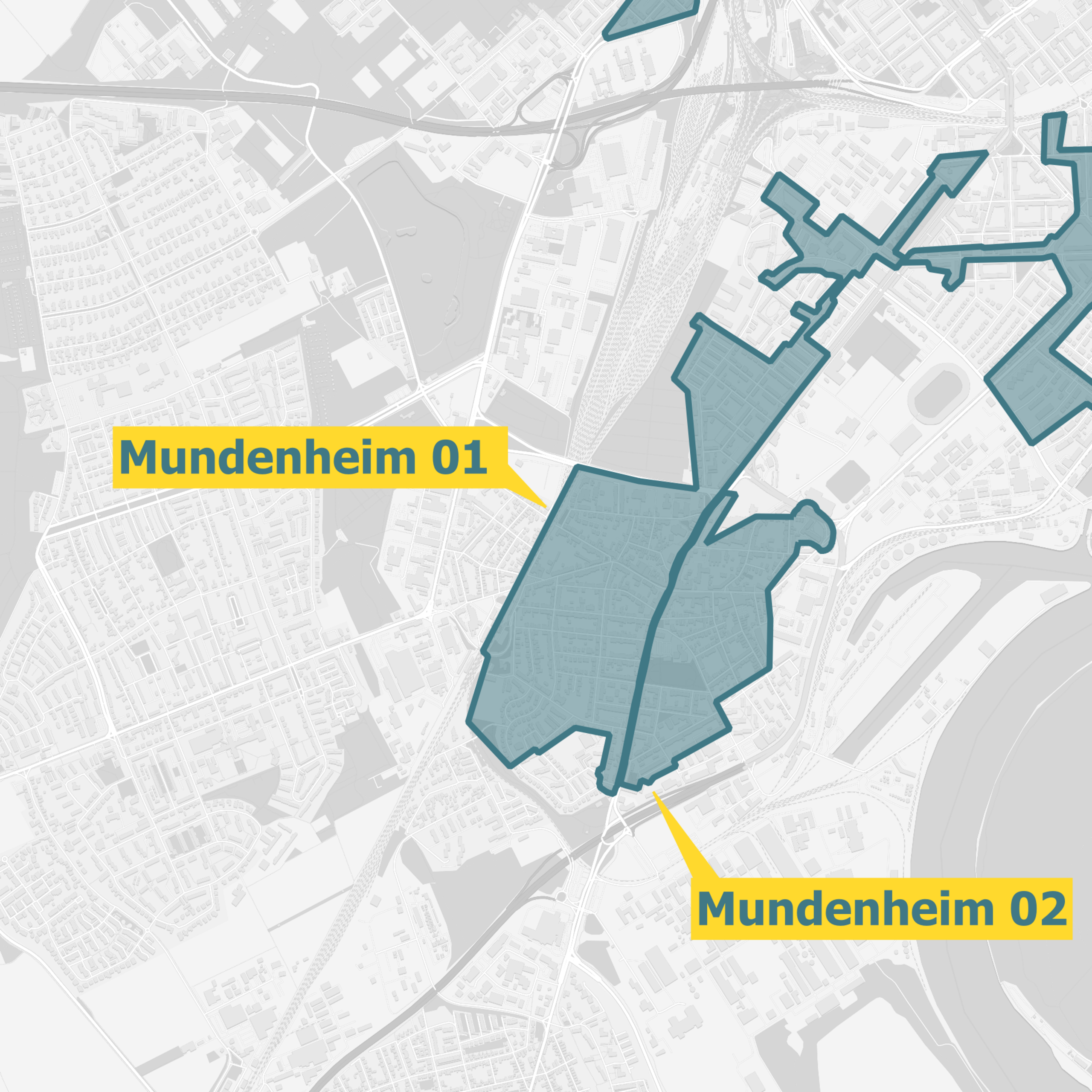 Stadtkarte von Ludwigshafen mit dem Glasfaserausbaugebiet OXG blau markiert.