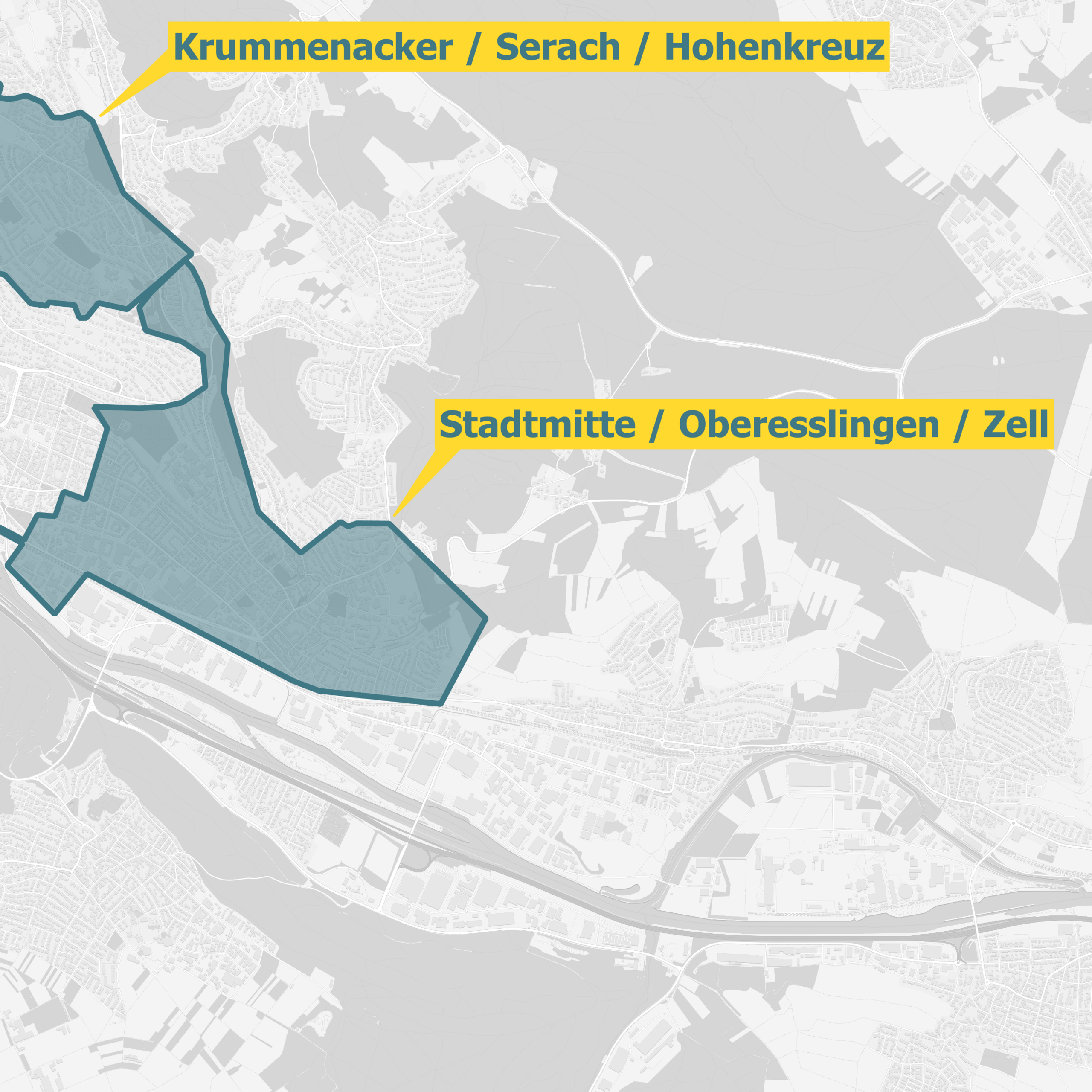 Karte Ausbaugebiet Esslingen
