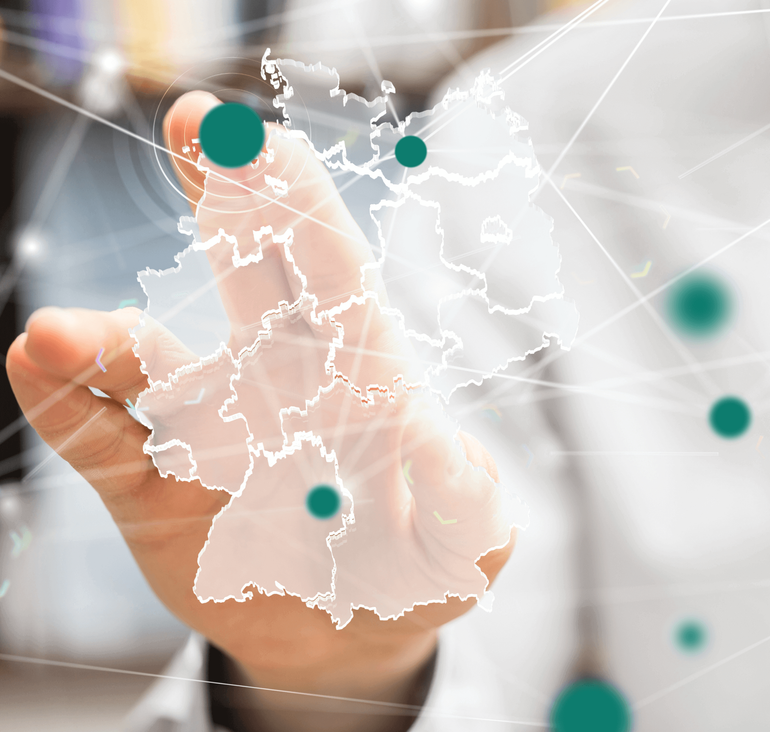 OXG regionaler Glasfaserausbau für Kommunen Karte von Deutschland mit Punkten
