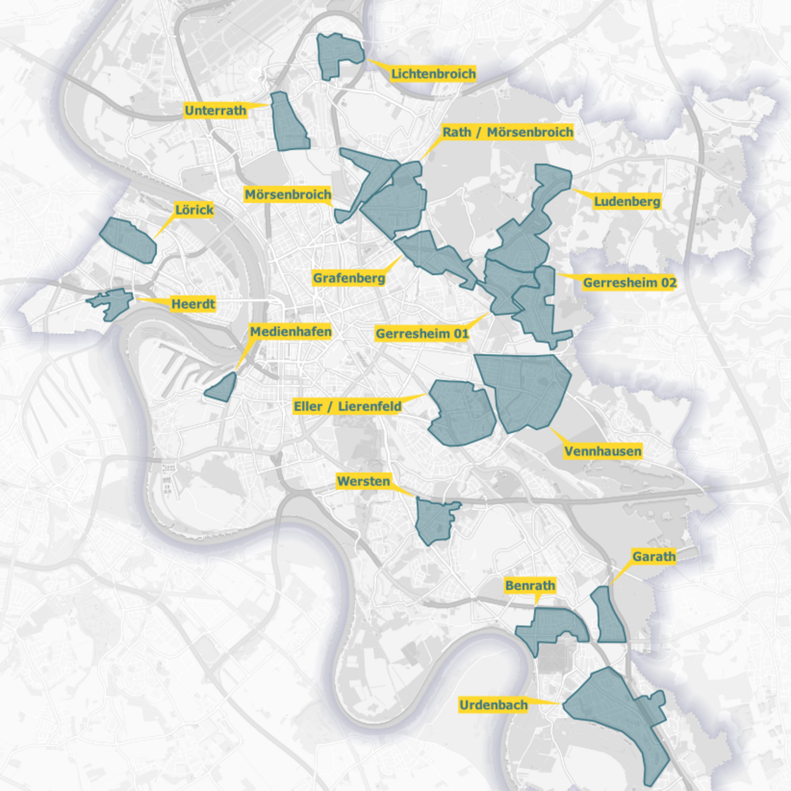 Karte Ausbaugebiete Düsseldorf OXG