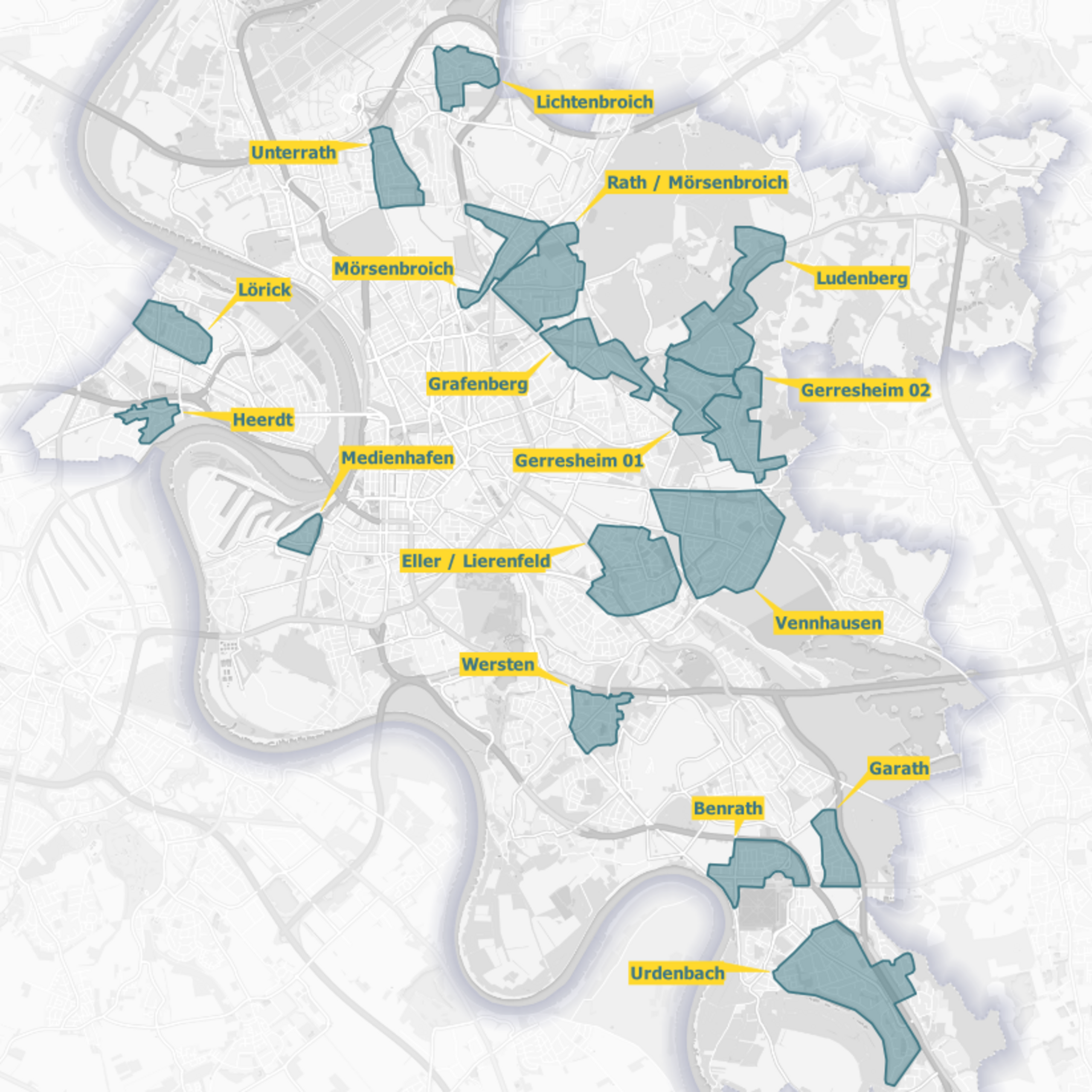 Karte Ausbaugebiete Düsseldorf OXG