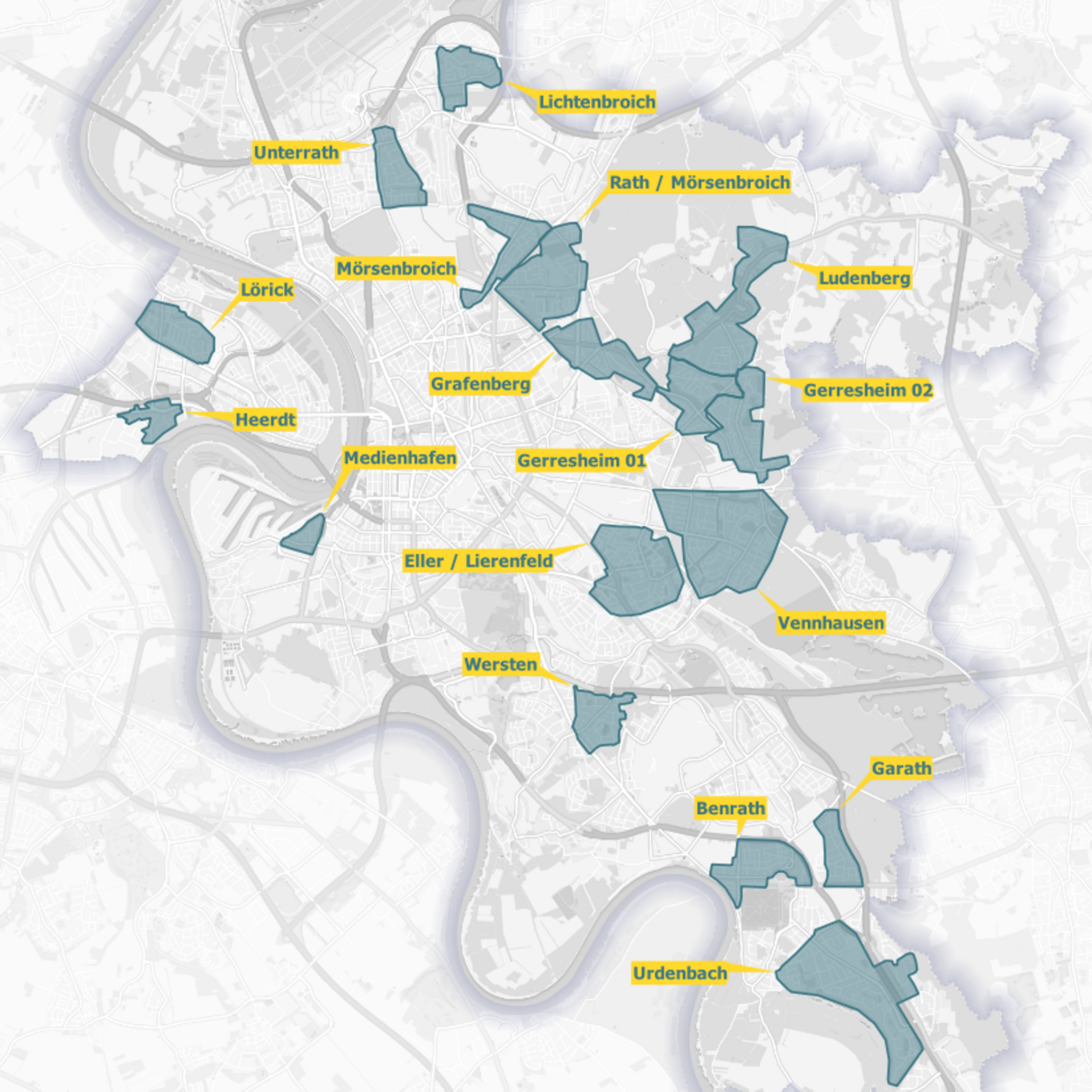 Karte Ausbaugebiete Düsseldorf OXG
