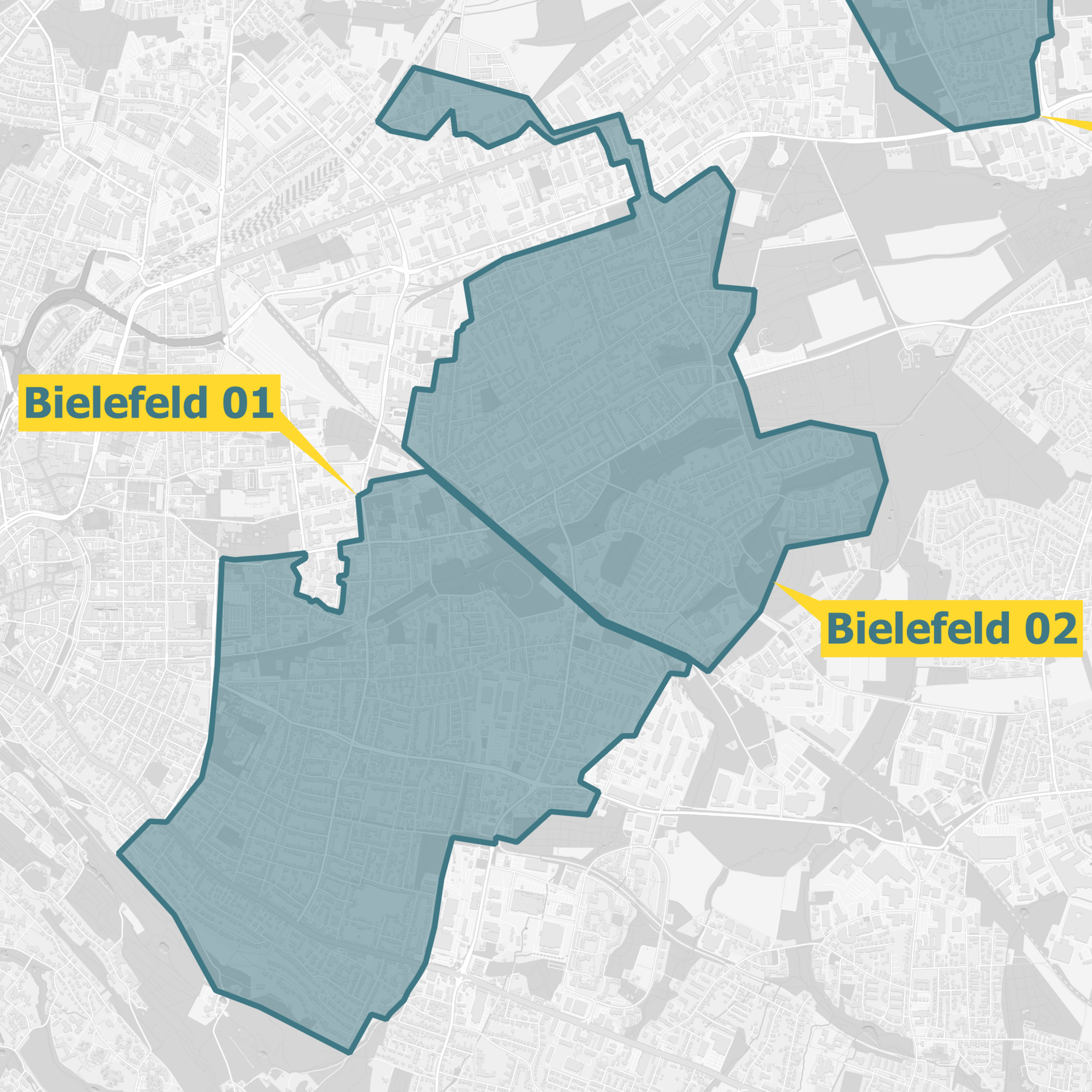 Bielefeld Ausbaugebiete Karte