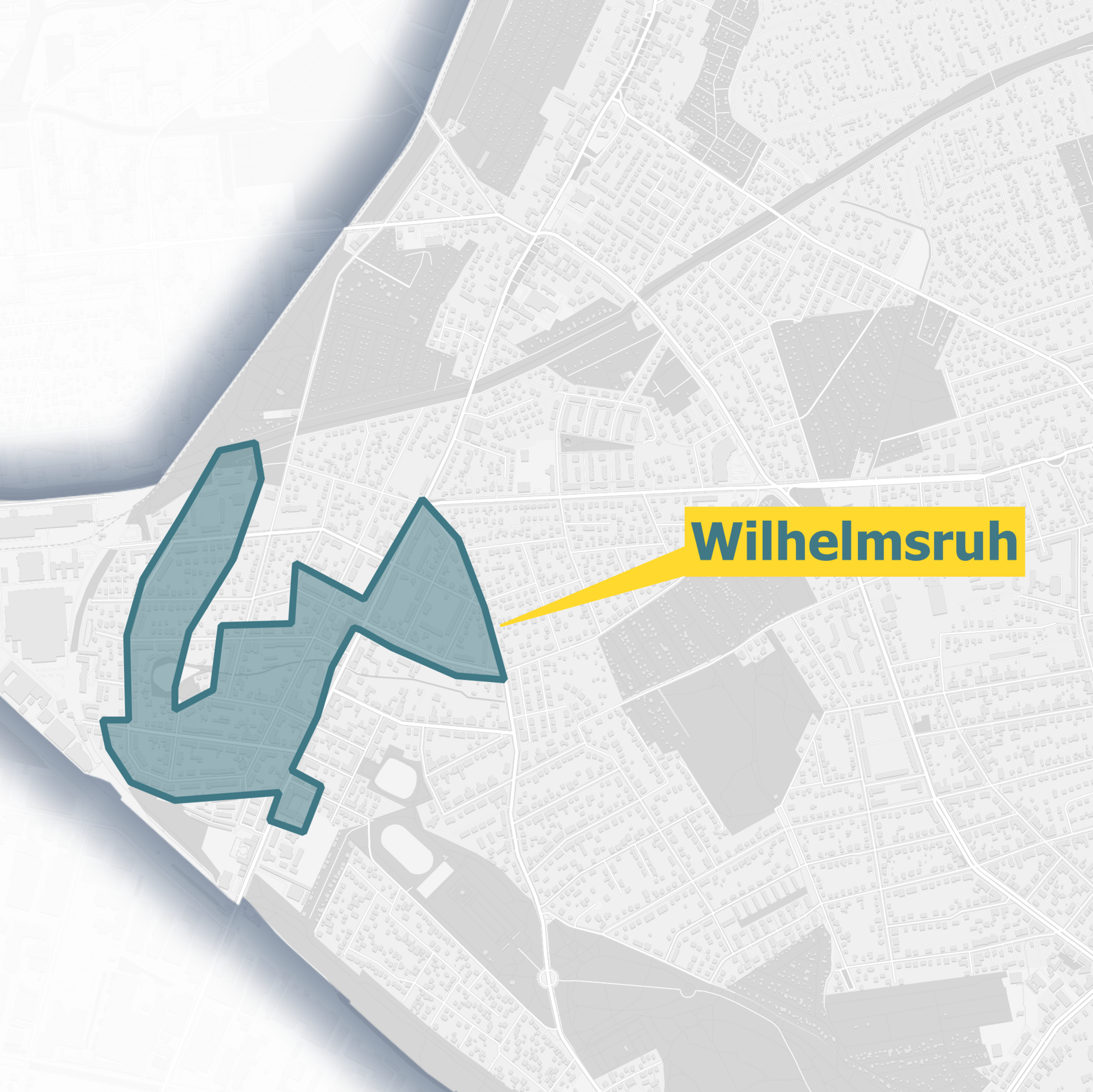 Karte des Glasfaserausbaugebiets in Berlin Lichtenberg mit dem Fokus auf Wilhelmsruh
