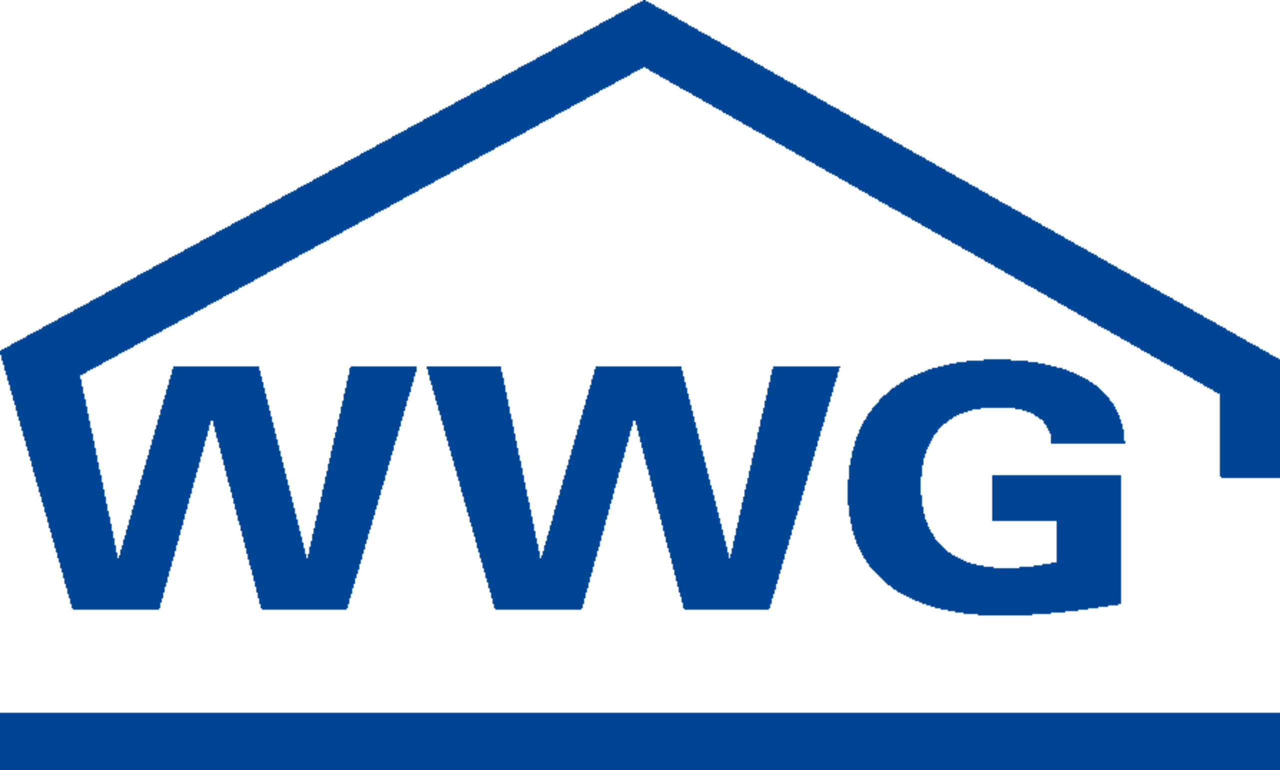 Logo der Wetzlarer Wohnungsgesellschaft mbH in Blau mit einem stilisierten Dachsymbol über den Buchstaben WWG