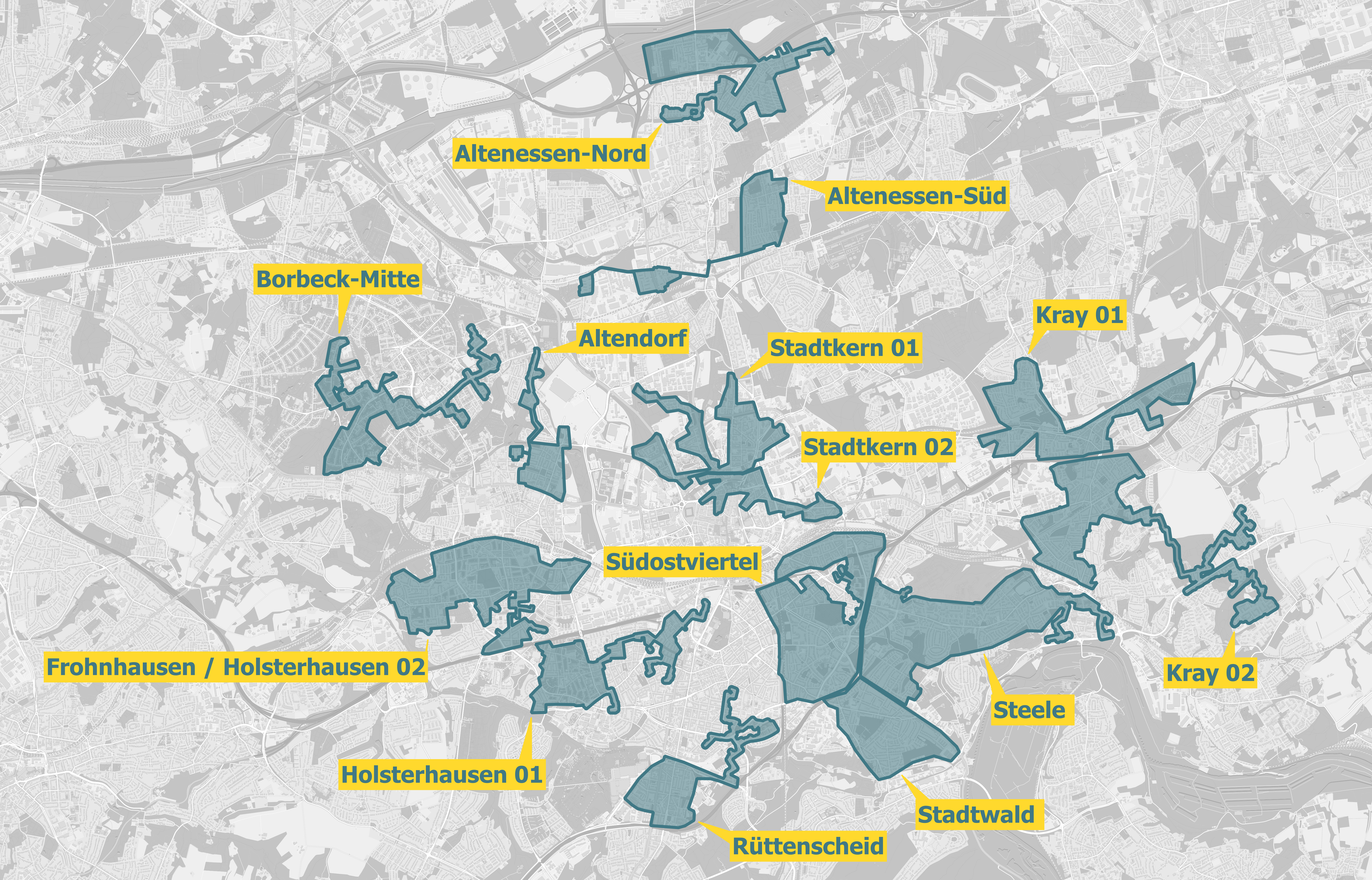 Karte Essen Glasfaserausbaugebiete OXG